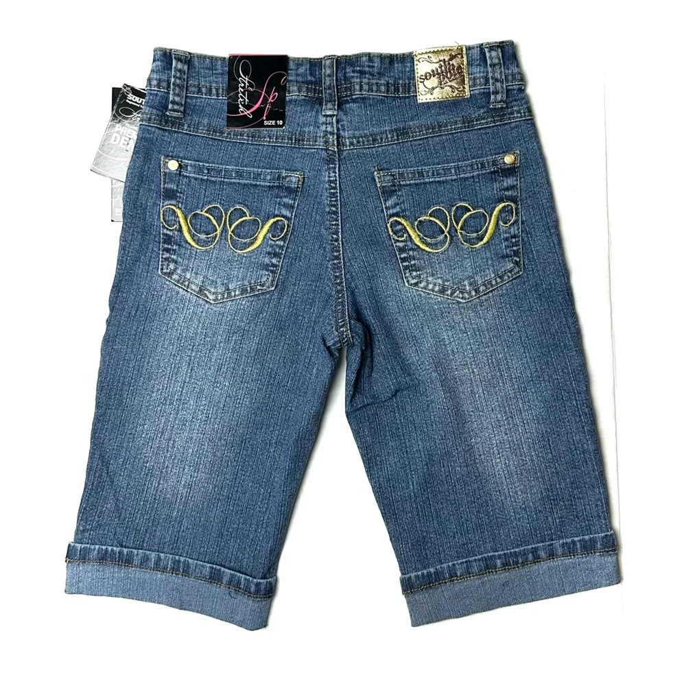 South Pole Youth Girls 10 Jean Blue Capri Pants Vintage Y2K 90s Denim Logo‎